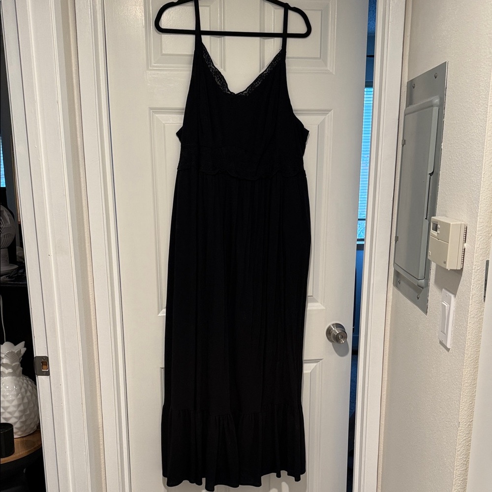 Torrid Black Lace Cut Out Spaghetti Strap Maxi Dress